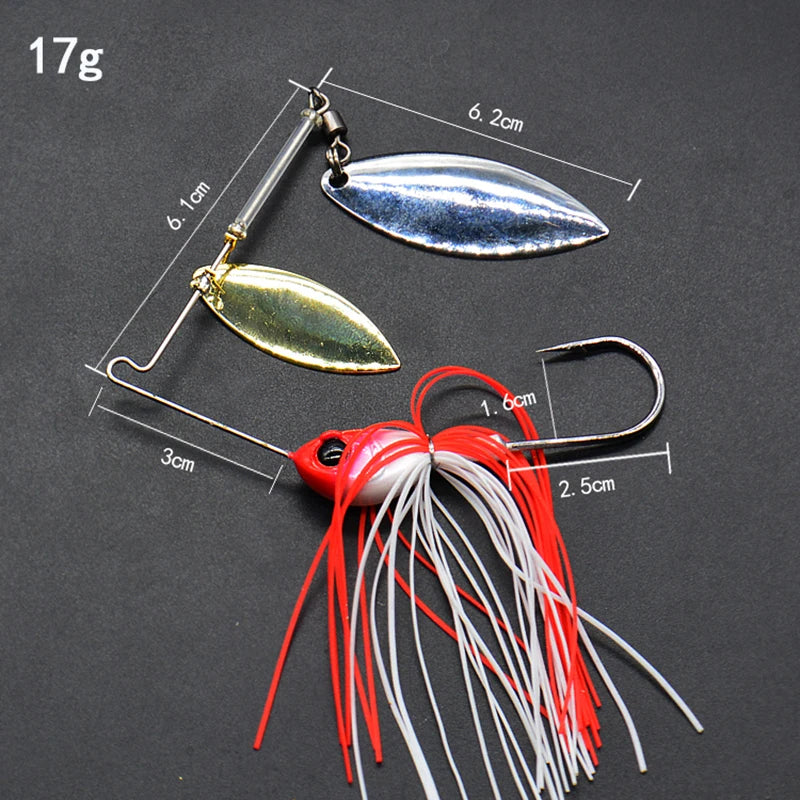 1pcs Fishing Lure 12/17g Spinnerbait-Double Willow Leaf Blades- BASS, PIKE & Other PREDATORS