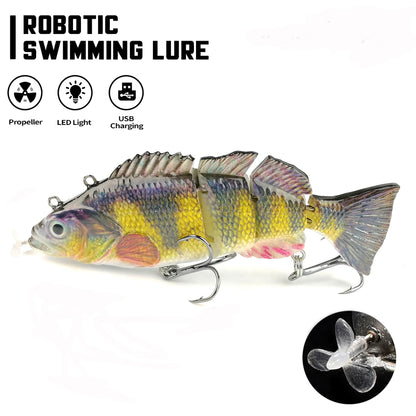 Robotic Swimming Lures 130mm ,4 Segments Swimbait, 35/54g - Auto Electric Wobblers, USB Rechargeable- LED Light For Bass, Pike, Catfish, Walleye