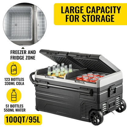 SucceBuy 75L 95L Small Fridge, Portable Mini Dual Storage Zone Refrigerator Compressor  Freezer