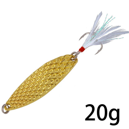 1Pcs Metal Spinner Spoon Fishing Lures 7g 10g 15g  20g, Feather Treble Hooks, VIB