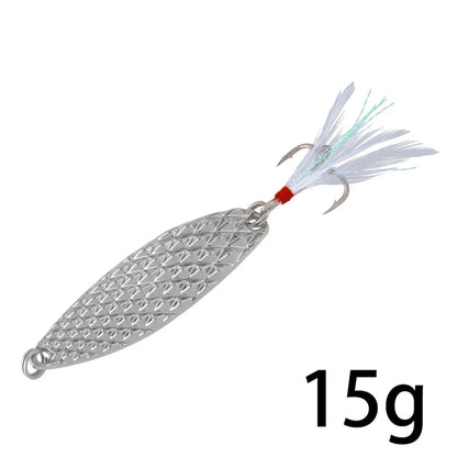 1Pcs Metal Spinner Spoon Fishing Lures 7g 10g 15g  20g, Feather Treble Hooks, VIB