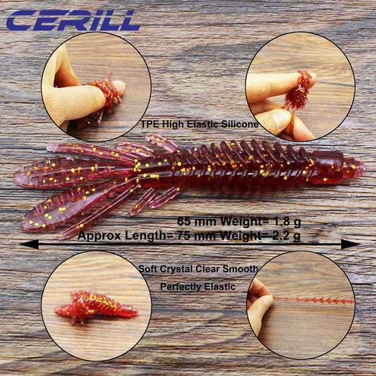 Cerill 10 PCS Floating Shrimp Soft Lure