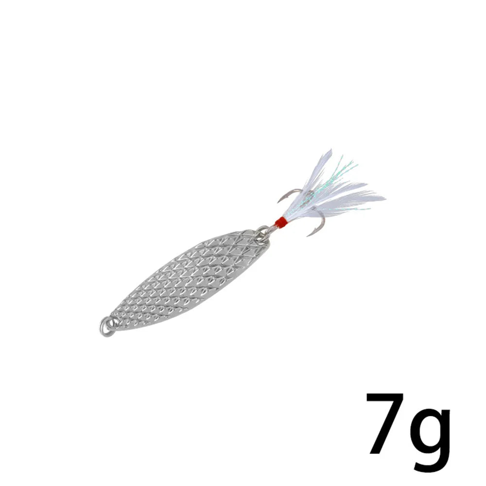 1Pcs Metal Spinner Spoon Fishing Lures 7g 10g 15g  20g, Feather Treble Hooks, VIB