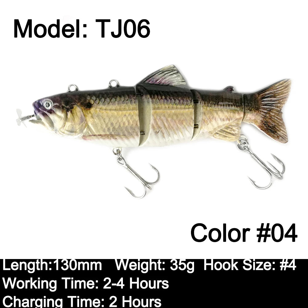 Robotic Swimming Lures 130mm ,4 Segments Swimbait, 35/54g - Auto Electric Wobblers, USB Rechargeable- LED Light For Bass, Pike, Catfish, Walleye