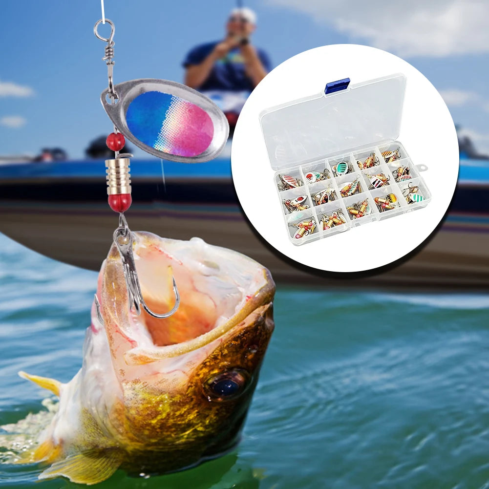 30pcs Metal  Spinning Lure with Treble Hook,  for Freshwater and Saltwater