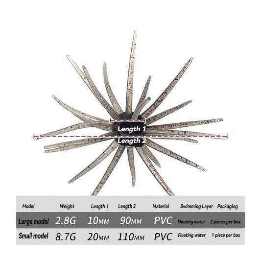 Artificial Sea Urchin Soft Lure TPE Material 2g 8g for Bass, Pike, Bream, Tilapia- HOT,NEW BASS BAIT