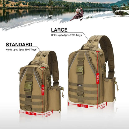 PiscifunFishing Tackle Backpack with Rod & Gear Holder, Lightweight Outdoor Water-Resistant Fishing Shoulder Storage Bag