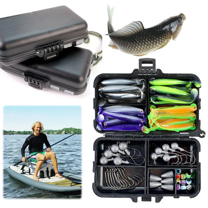 40pcs Silicone Lure Set with Jig Heads, for Carp, Pike, Zander, Bass, Eyes