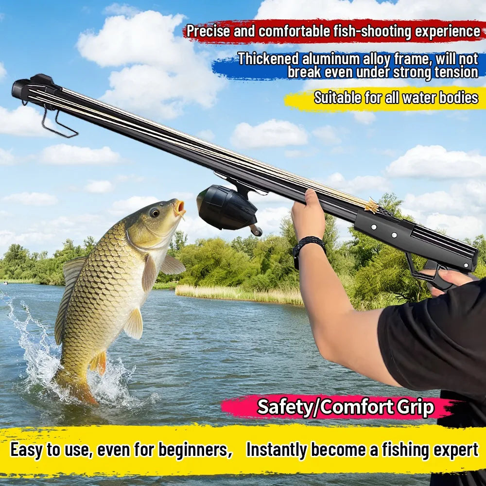 Fishing Slingshot Rod with Reel- Long Distance Fishing Tool - Aluminum- Outdoor Adult Fishing Device
