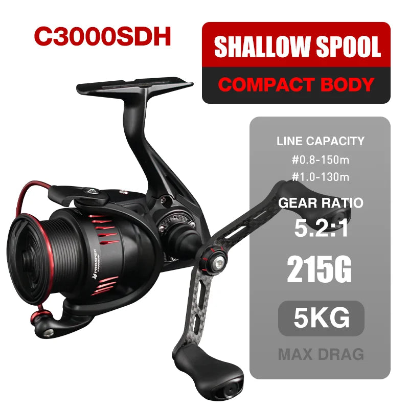 Seasir Prospec Spining Reel P-Series- Ultralight, Carbon Fiber Washers ,8+1BB Max Drag 9Kg- Freshwater or Saltwater Fishing