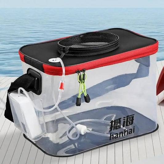 Foldable Transparent Fishing Bucket EVA Fish Bucket 20L Live Fishing Bait Storage Bag With Breathable Hoel Camping Water Bag