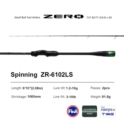 PURELURE ZERO Small Bait, Light, High Carbon, Long Throwing Spinning Rod, BFS , UL , Stream killer