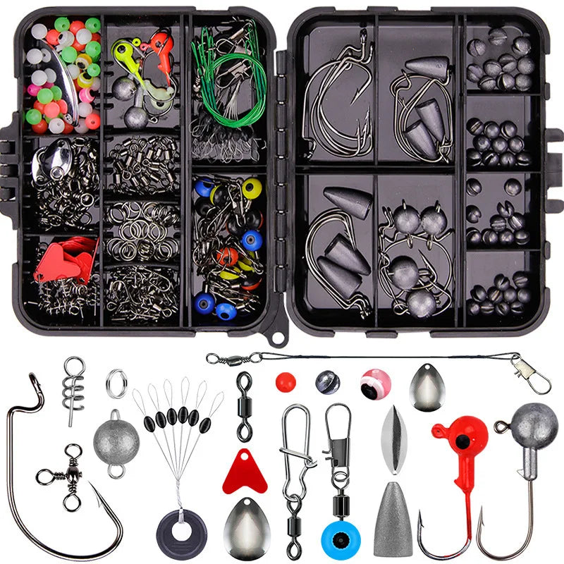 257pcs Fishing Accessories Kit, Complete  Set with Hooks, Perfect for Sea & Shore , Bass Fishing, Professional Fishing Tackle