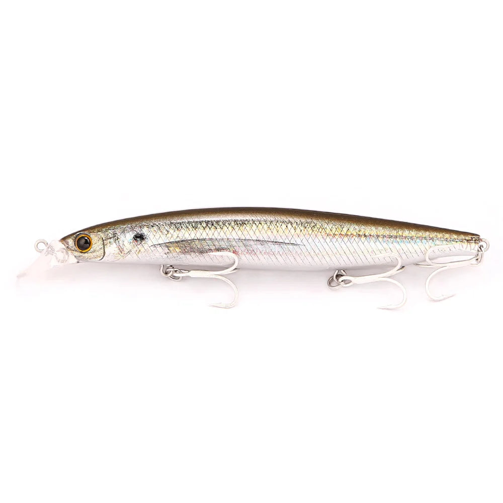 B&U Long Casting Floating Minnow- 3D Lifelike Hard Bait with Treble Hooks, Saltwater/Freshwater for Bass, Sea Bass, Pike, Walleye, Salmon/Trout and All PREDATORS