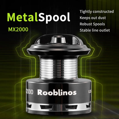 Rooblinos MX Spinning Reel, 5.2:1 Gear Ratio, 2+1BB, Lightweight, Smooth Drag, Anti-Reverse- for Saltwater/ Freshwater