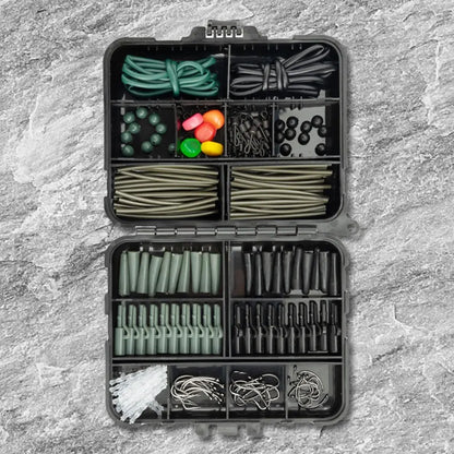 277Pcs  Fishing Accessories with Storage Box, Carp Fishing Rigs, Assortment Rust Proof Swivels, Terminal Rigs for Bass Trout and more