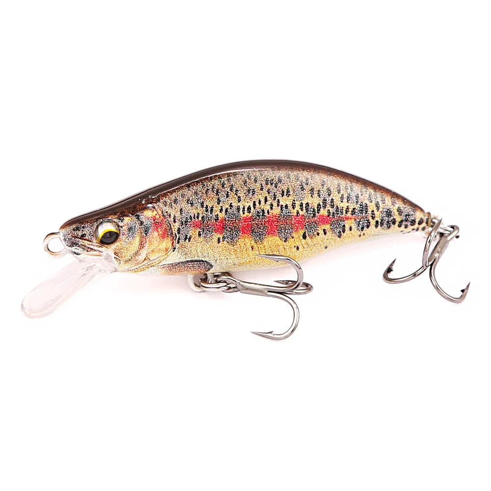 B&U Minnow Fishing Lure- Trout Pattern- Hard Bait, Assorted with Sharp Treble Hooks, Freshwater Lures for Bass, Trout, Pike