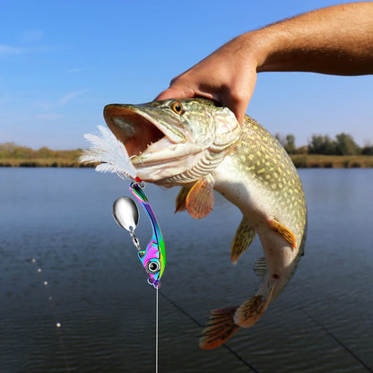 Spinner Bait Metal Vib Fishing Lure- Trolling Wobbler- Sinking Hard Bait for Bass, Trout, Walleye- Freshwater and Saltwater