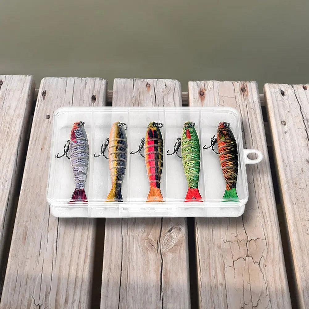 5Pcs Multi Jointed Swimbait with Treble hooks, Multi-Section Hard Bait, Sinking