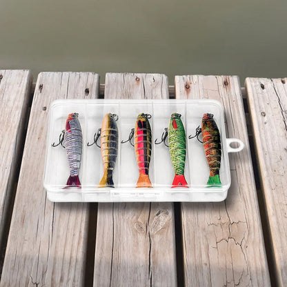 5Pcs Multi Jointed Swimbait with Treble hooks, Multi-Section Hard Bait, Sinking