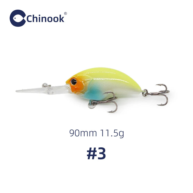 CHINOOK Crankbait - 90MM, 11.5G- Depth 1.5-2m, Medium diver