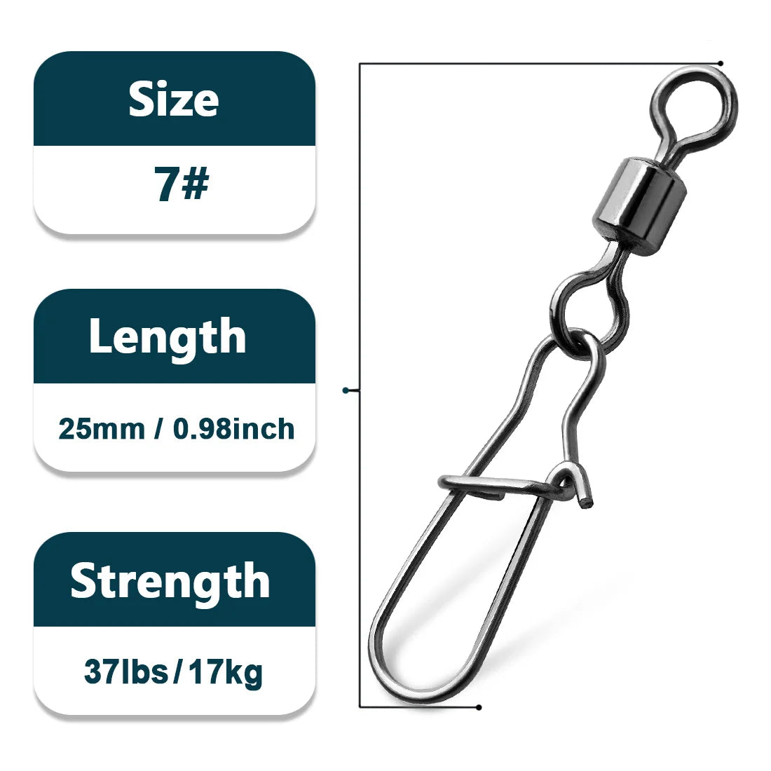 Duo-Lock Snap Swivels 50~200Pcs Fishing Swivel Snap Stainless Brass Saltwater Fishing Rolling Barrel Swivel Connectors