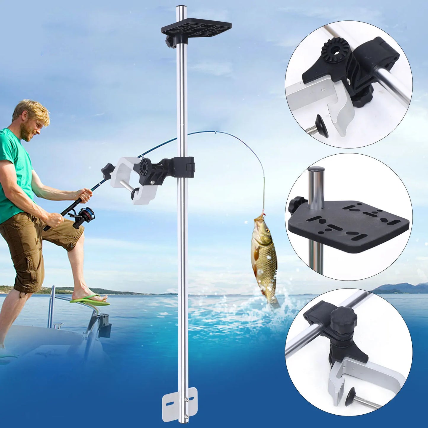 Universal 360° Rotatable Portable Transducer & Fishfinder Mounting Bracket for All Boats, Kayaks – Lightweight, Adjustable