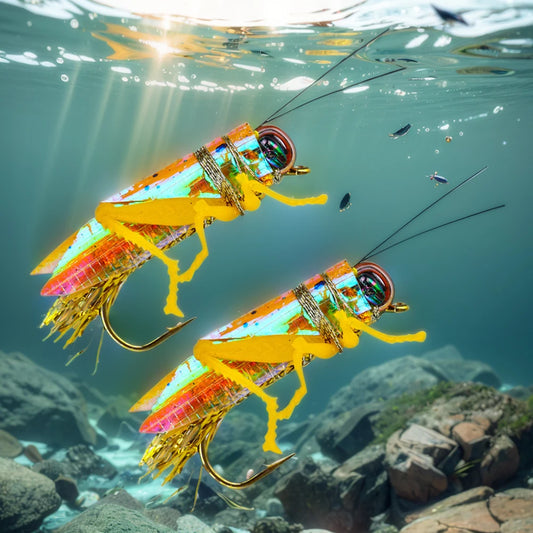 2Pcs Grasshopper Fishing Lures , Insect with Sharp Hook !