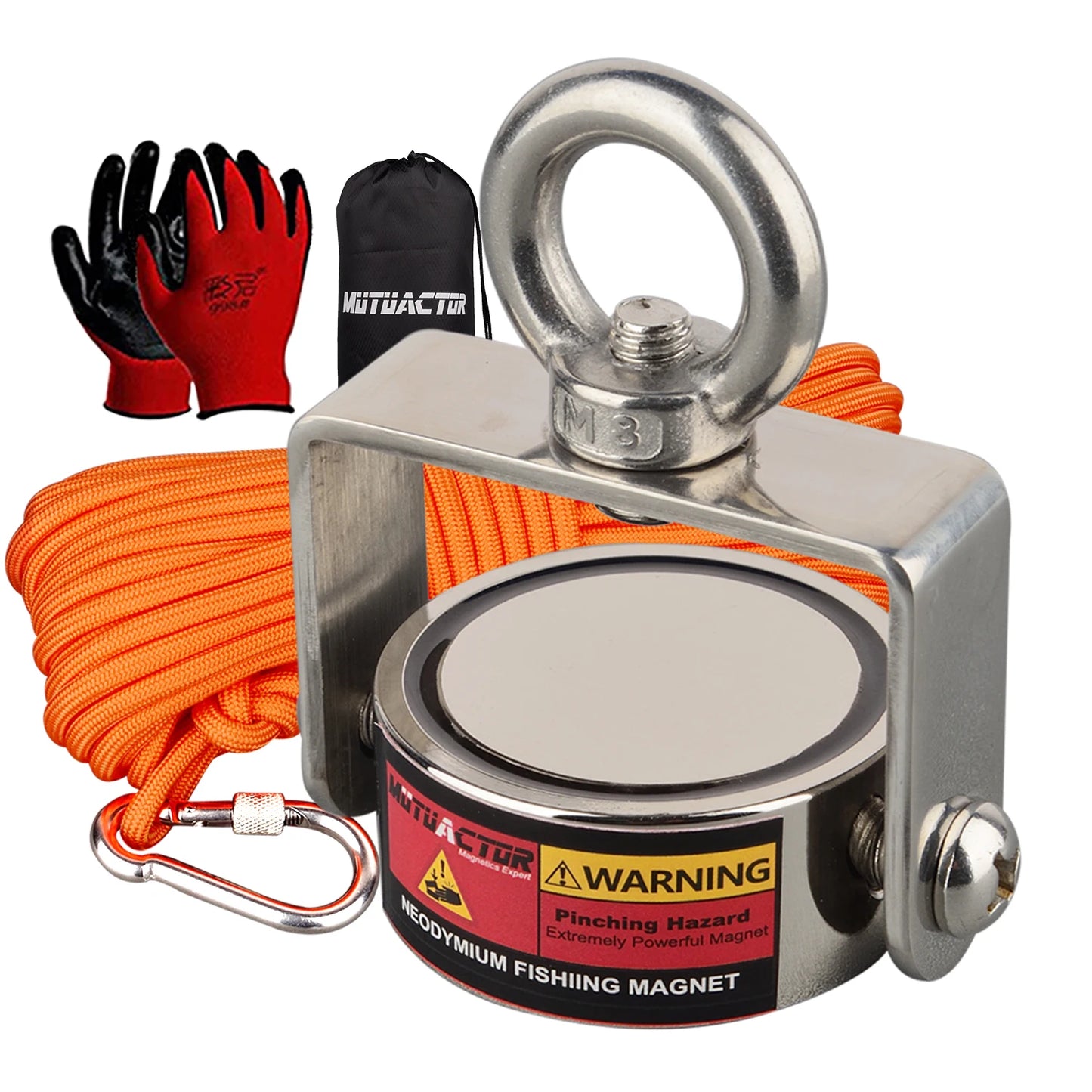 Rotatable TWO side Fishing Magnet Set140KG, 180KG, 300KG,  Heavy Duty Neodymium Rare Earth Swivel Magnet with 65Ft Cord