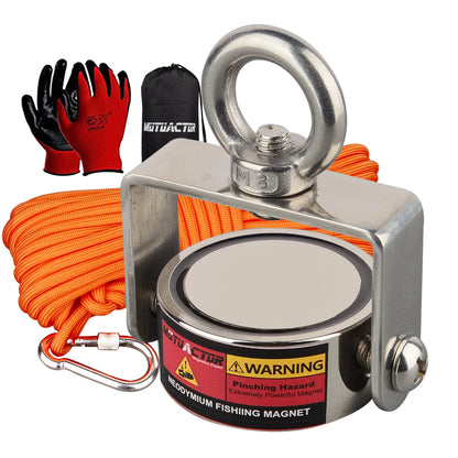 Rotatable TWO side Fishing Magnet Set140KG, 180KG, 300KG,  Heavy Duty Neodymium Rare Earth Swivel Magnet with 65Ft Cord