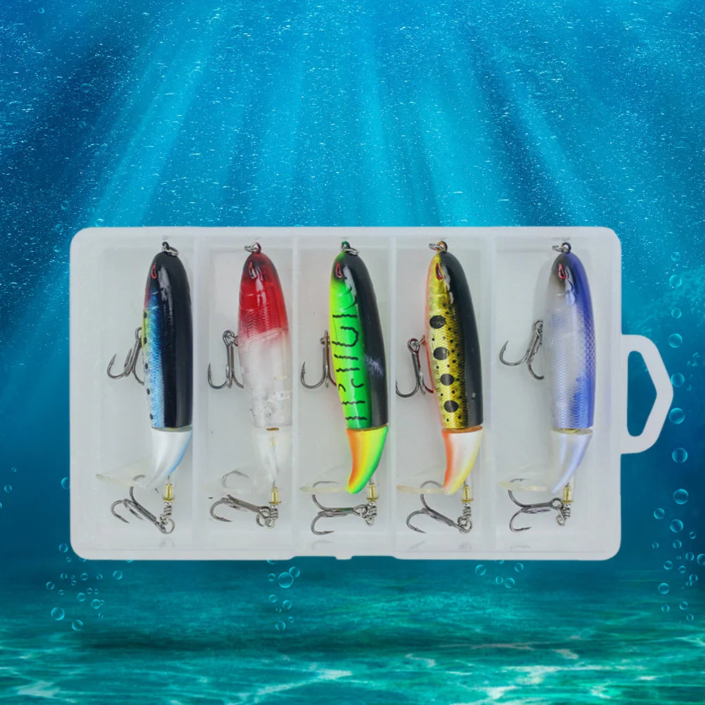 5pcs Whopper Plopper-style, Rotating Tail, for Bass, Pike etc.- for Topwater Fishing