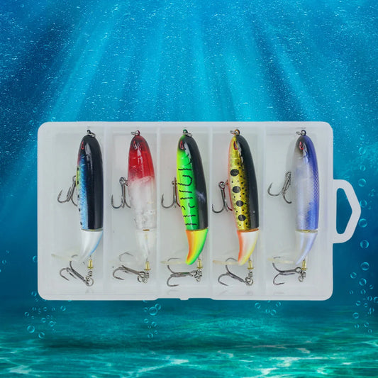 5pcs Whopper Plopper-style, Rotating Tail, for Bass, Pike etc.- for Topwater Fishing