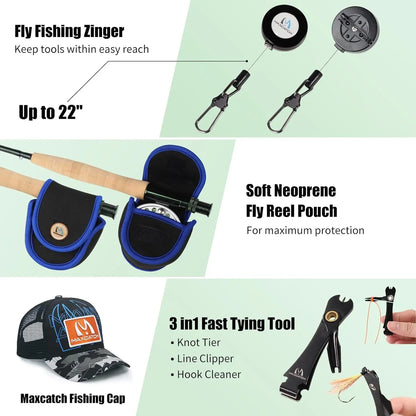 Complete Fly Fishing Combo Kit with Rod, Reel, and Travel Case for Beginners