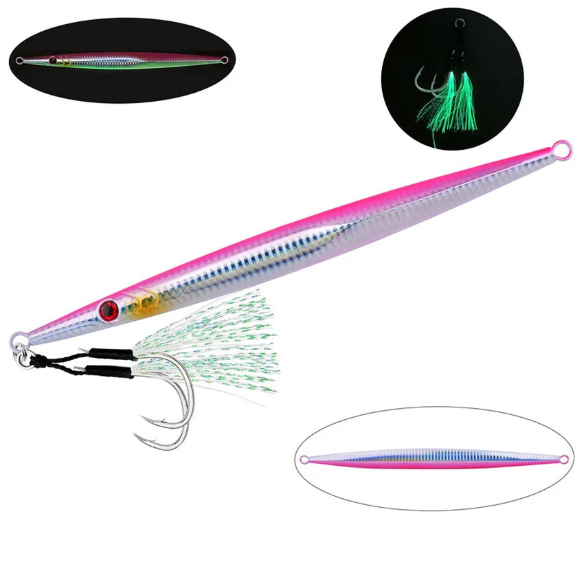 1pcs PELAGIC & BOTTOM FISH Jig - Fast Sinking And Slow Shaking, Luminous, Iron Plate 100g