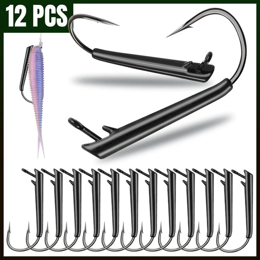 Dovesun 12PCS Ozark Rig Hooks/Jig-Heads, 3/0, for Saltwater & Freshwater