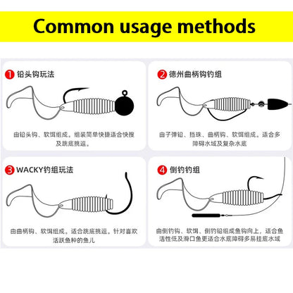 20PCS Silicone Grub 35mm 50mm 60mm 70mm Soft Lure Single Curly Tail Worm-- Bass, Carp, Trout, Walleye, Pike, and all predators