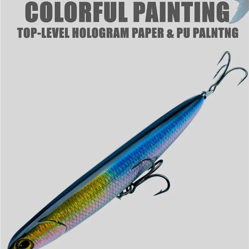 GREENSPIDER New Pencil Stick-bait - 115mm/13.5g 
TOPWATER ACTION for BASS, PIKE, MUSKY, STRIPERS, CATFISH, REDFISH, TARPON, SNOOK & other PREDATORS