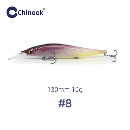 Chinook 130mm16g Minnow Jerkbait, Depth 2-3m Suspending Fishing Lure ,aka: Vision110