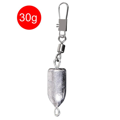 Bullet Sinker Rolling Swivel Interlock Snap Connector Inline 10g-60g