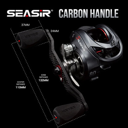 Seasir Salminus Baitcasting Fishing Reel Max Drag 12Kg 8.0:1 High Gear Ratio Metal Aluminum Frame