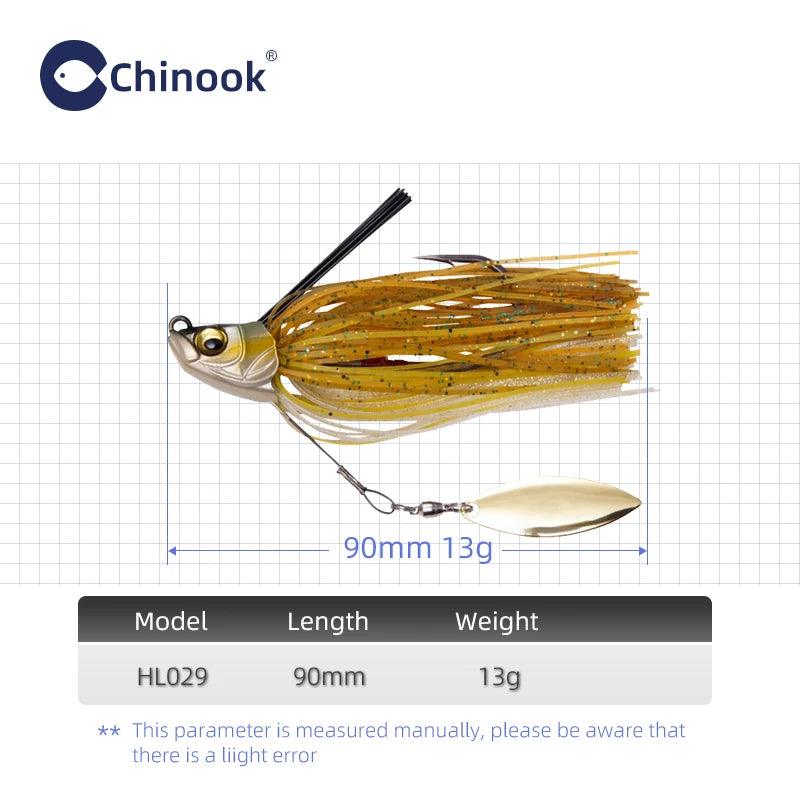 1PCS 13g Metal Jig, Bass Jig, Spinner Bait, Silicone Skirt