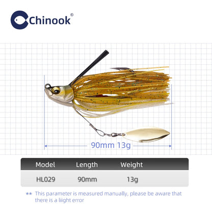 1PCS 13g Metal Jig, Bass Jig, Spinner Bait, Silicone Skirt