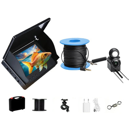 Underwater Fishing Camera 4.3 Inch IPS Monitor Ice Fishing Fish Finder 220°, Night Vision, Waterproof 15/20/30m Cable