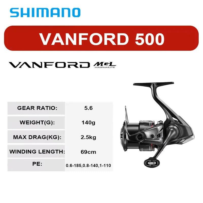 NEW SHIMANO VANFORD Spinning Reel 2500/3000 Series- MGL Rotor Body LONG STROKE Spool- Freshwater/ Saltwater