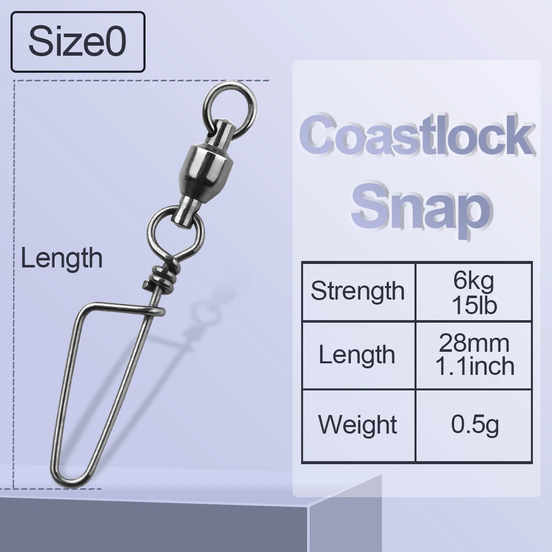 FishTrip Fishing Snap Swivels, Ball Bearing Swivels with Stainless Steel Coastlock Snap- Corrosion Resistant Black Nickel Coating