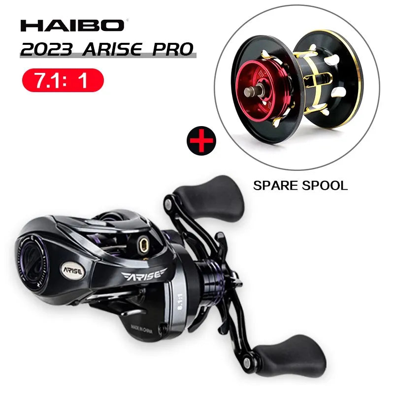 Haibo 23 ARISE PRO/PRO+ Baitcasting Fishing Reel 11B+1RB 6.4:1-8.1:1 Freshwater and Sea, Long Casting- Snakehead