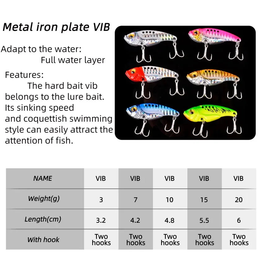 Aorace 5pcs/box Metal VIB 3/7/10/15/20g Fishing Lure, Vibration Spoon, BLADE-BAITS/ VIB Tackle