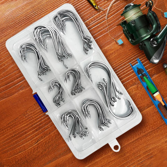 80Pcs Fishing Hooks Stainless Steel Fish Hooks, Saltwater Fishing Barbed Hooks