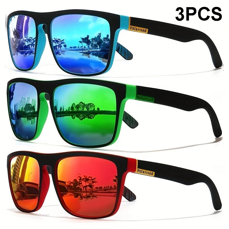 Black Polarized Square Sunglasses Men Women Fashion Classic Driving Shades for Outdoor Sports Cycling Travel Fishing