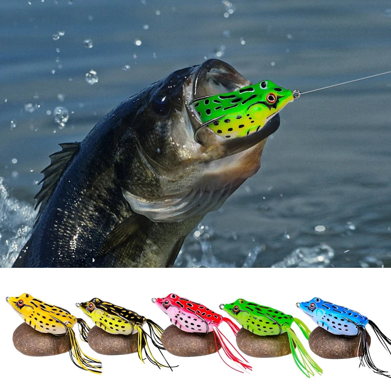10pcs Frog  Lure Soft  Topwater Ray Frog Artificial 3D Eyes
